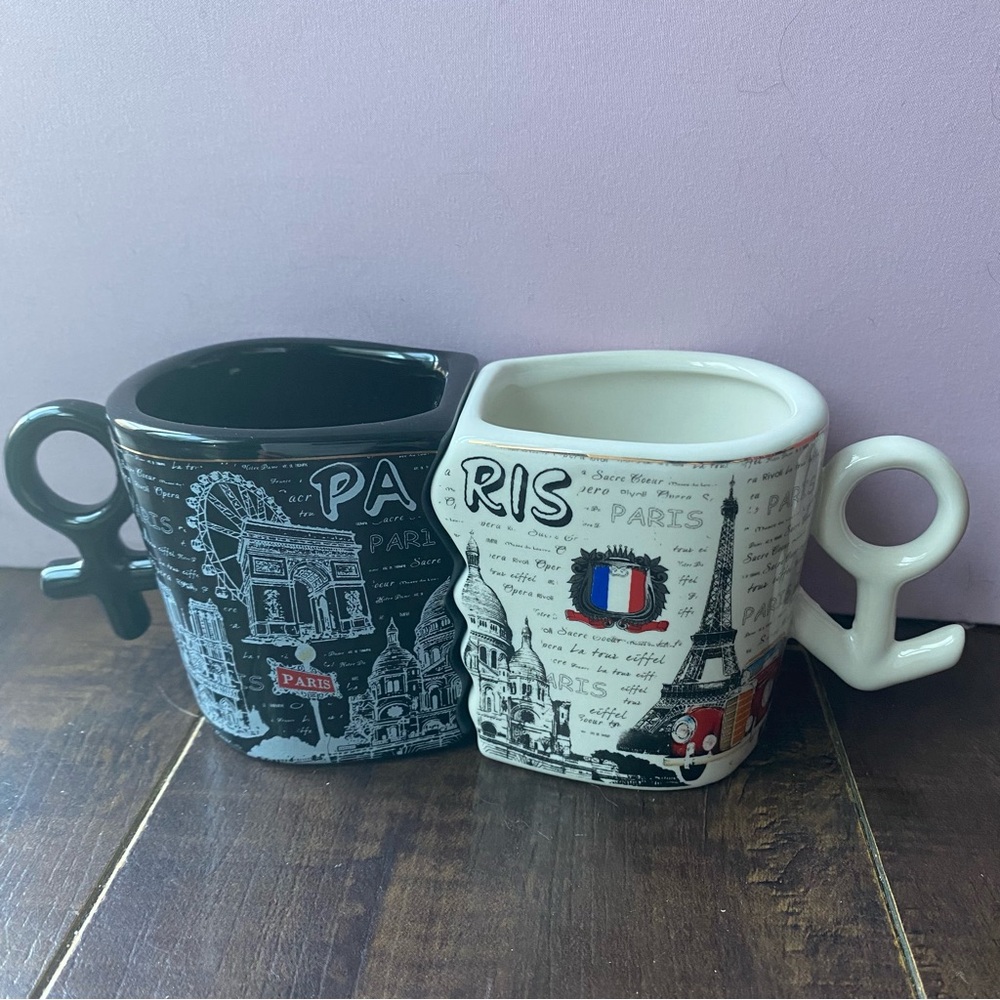 Twin Cups From Paris, Brand New Never Used Color: Black/ White